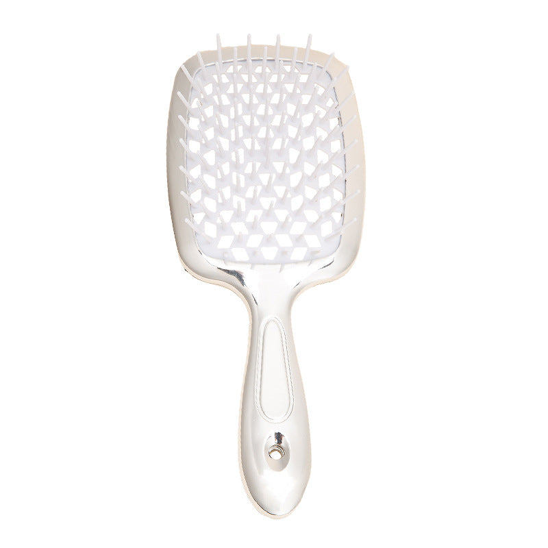 LuxeFlow Hollow Vent Styling Brush | Electroplated Anti-Static Hair Brush