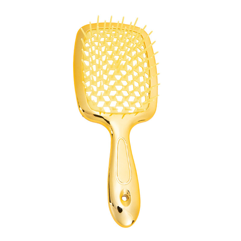 LuxeFlow Hollow Vent Styling Brush | Electroplated Anti-Static Hair Brush
