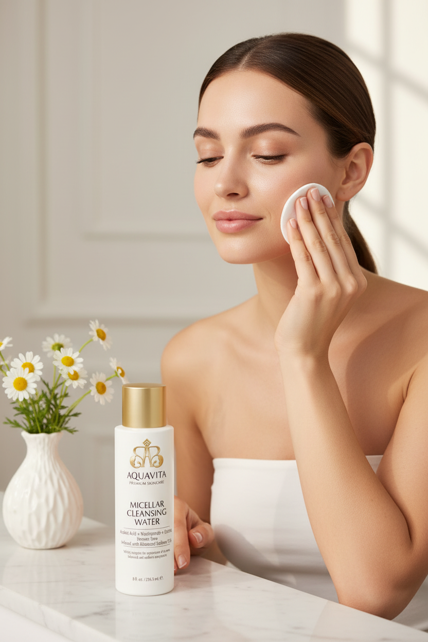 AquaVita Azelaic Acid + Niacinamide Model in Use