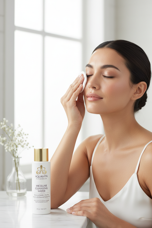 AquaVita Botanical Extracts + Vitamins Model in Use