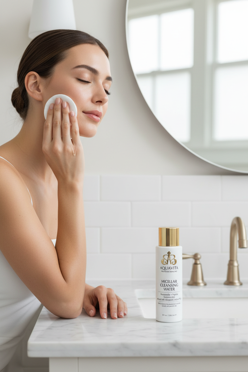 AquaVita Niacinamide + Peptide Model in Use