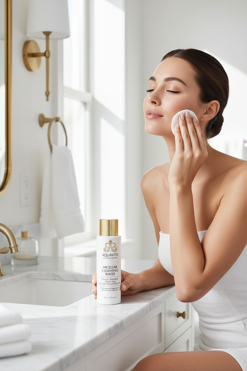 AquaVita Vitamin C + Niacinamide Model in Use