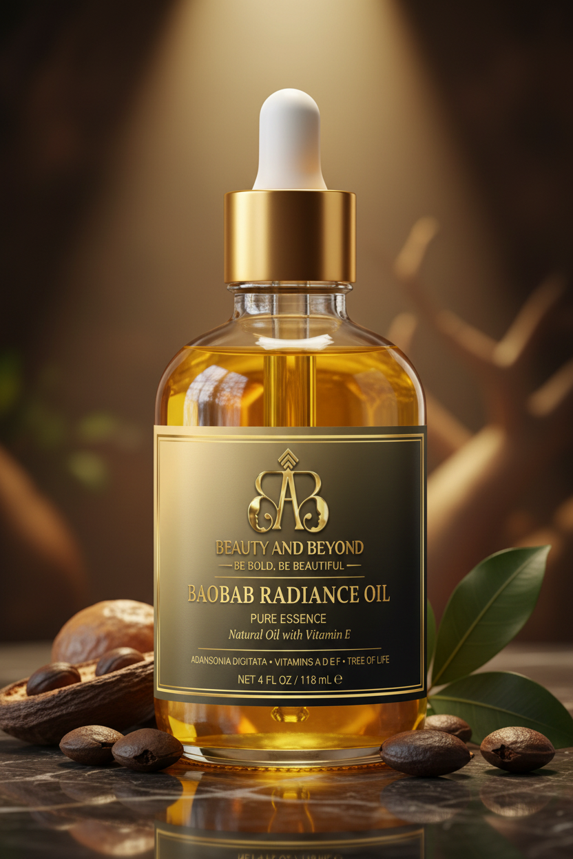 Baobab Radiance Oil — Hero Shot on 4 oz Bottle