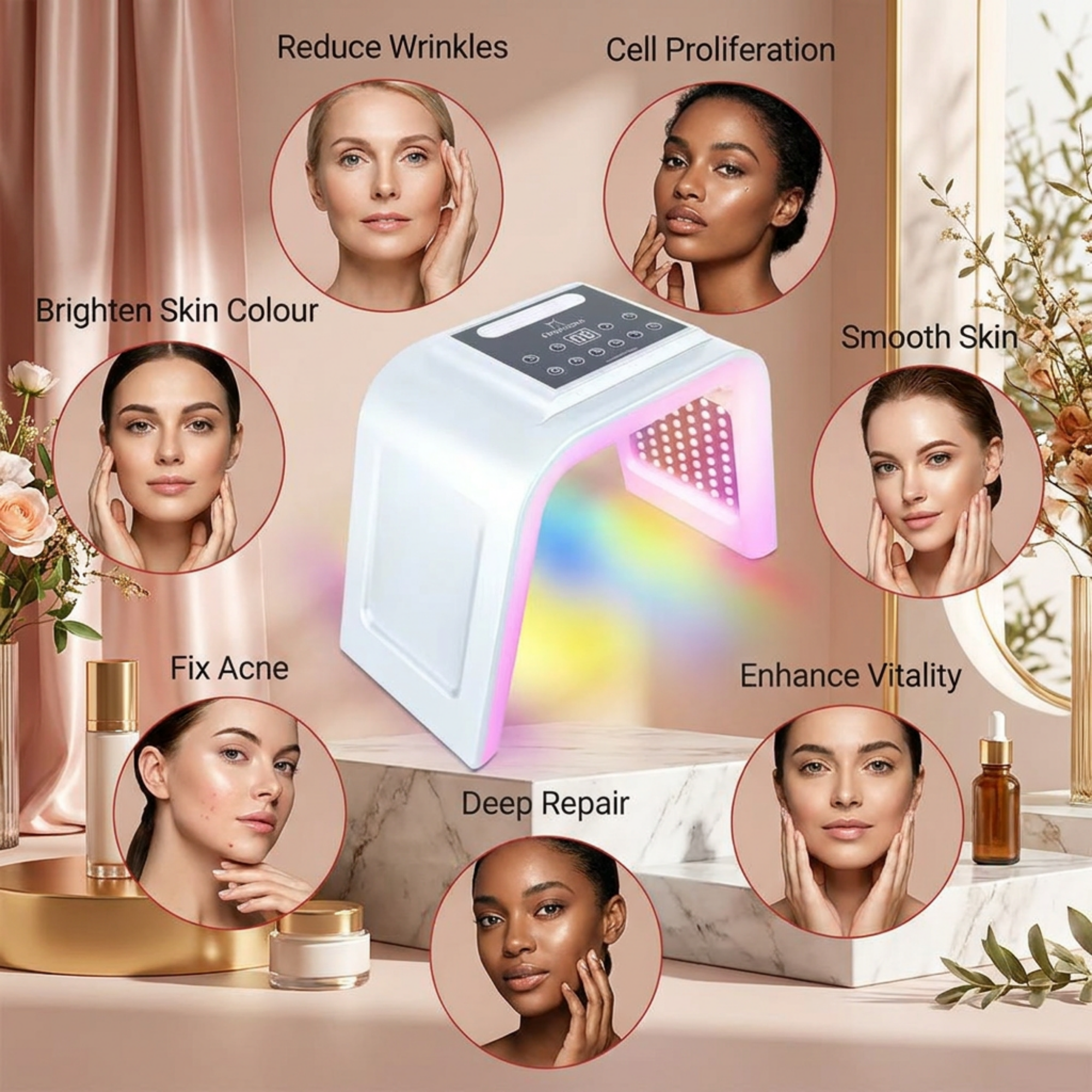 7 LED Light Facial Nano Mist Home Therapy PDT Machine