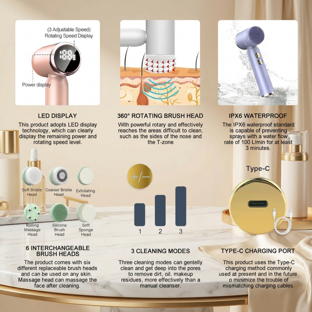 Lumina PureWave Luxe Sonic Facial Cleansing Brush