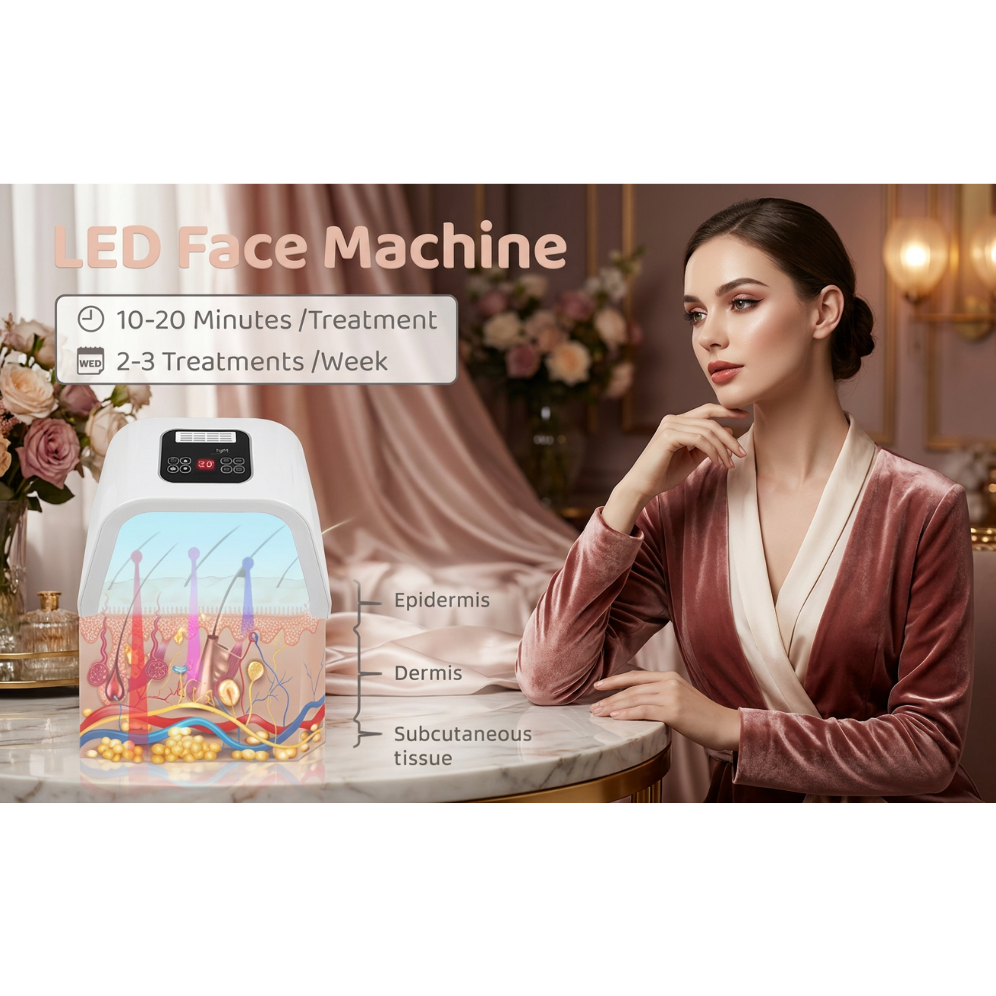 7 LED Light Facial Nano Mist Home Therapy PDT Machine