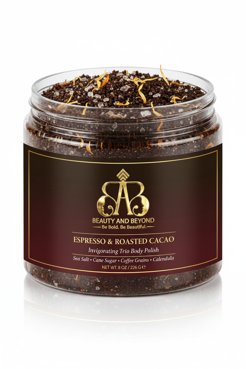 Espresso & Roasted Cacao — Jar with Burgundy Label Wrapped