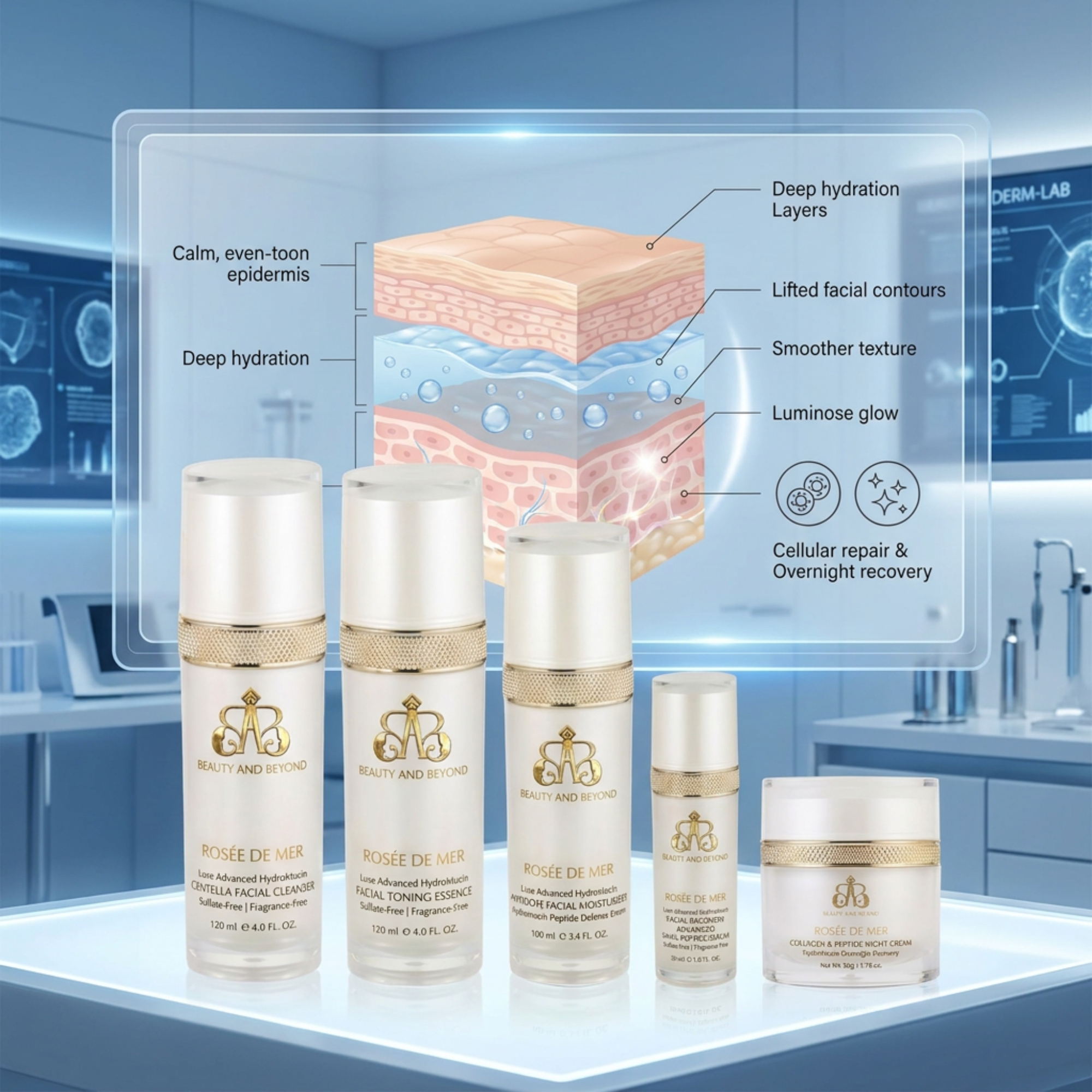 Rosée De Mer — Luxe Advanced HydroMucin Facial Care Suite (5-Piece)
