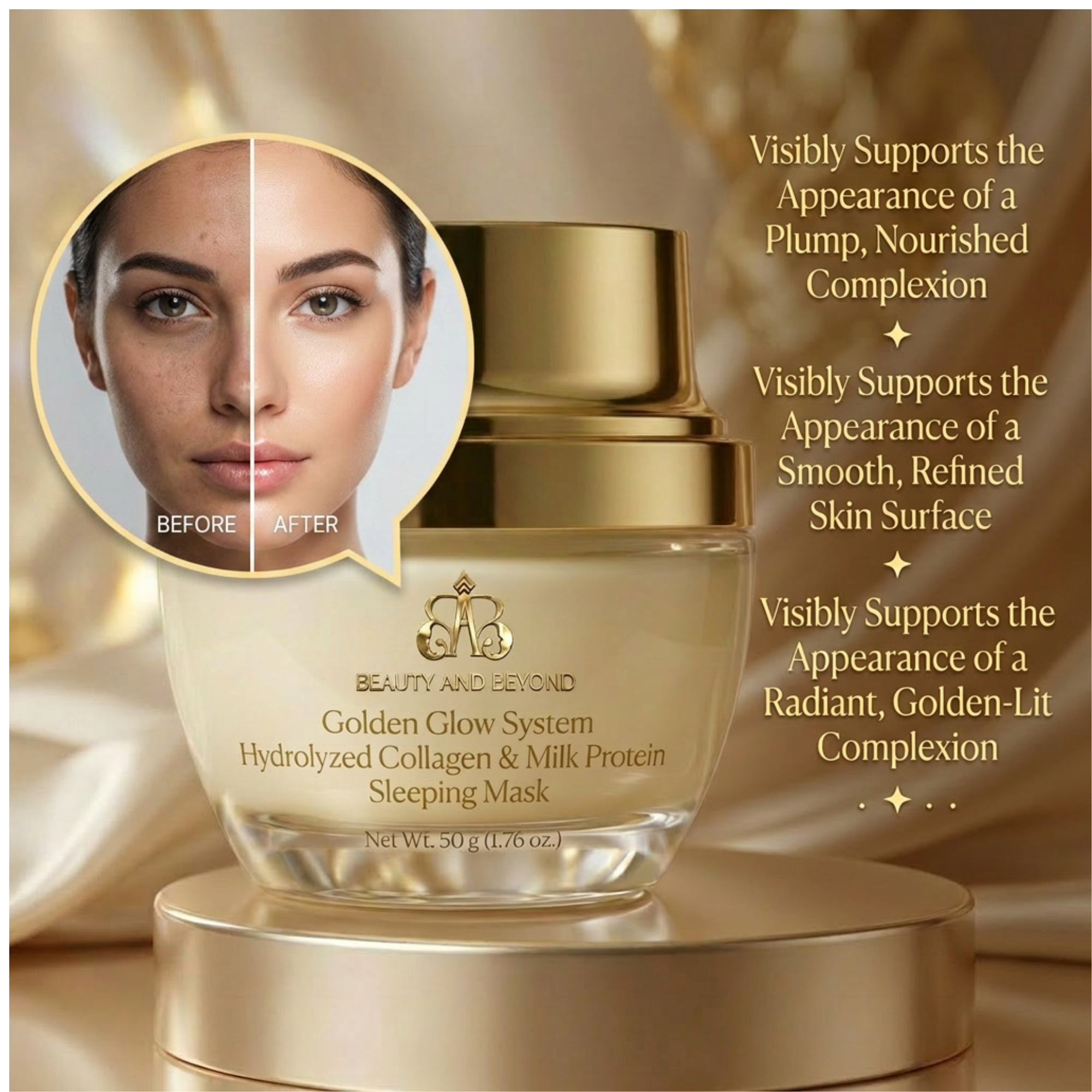 Golden Glow Hydrolyzed Collagen & Milk Protein Sleeping Mask