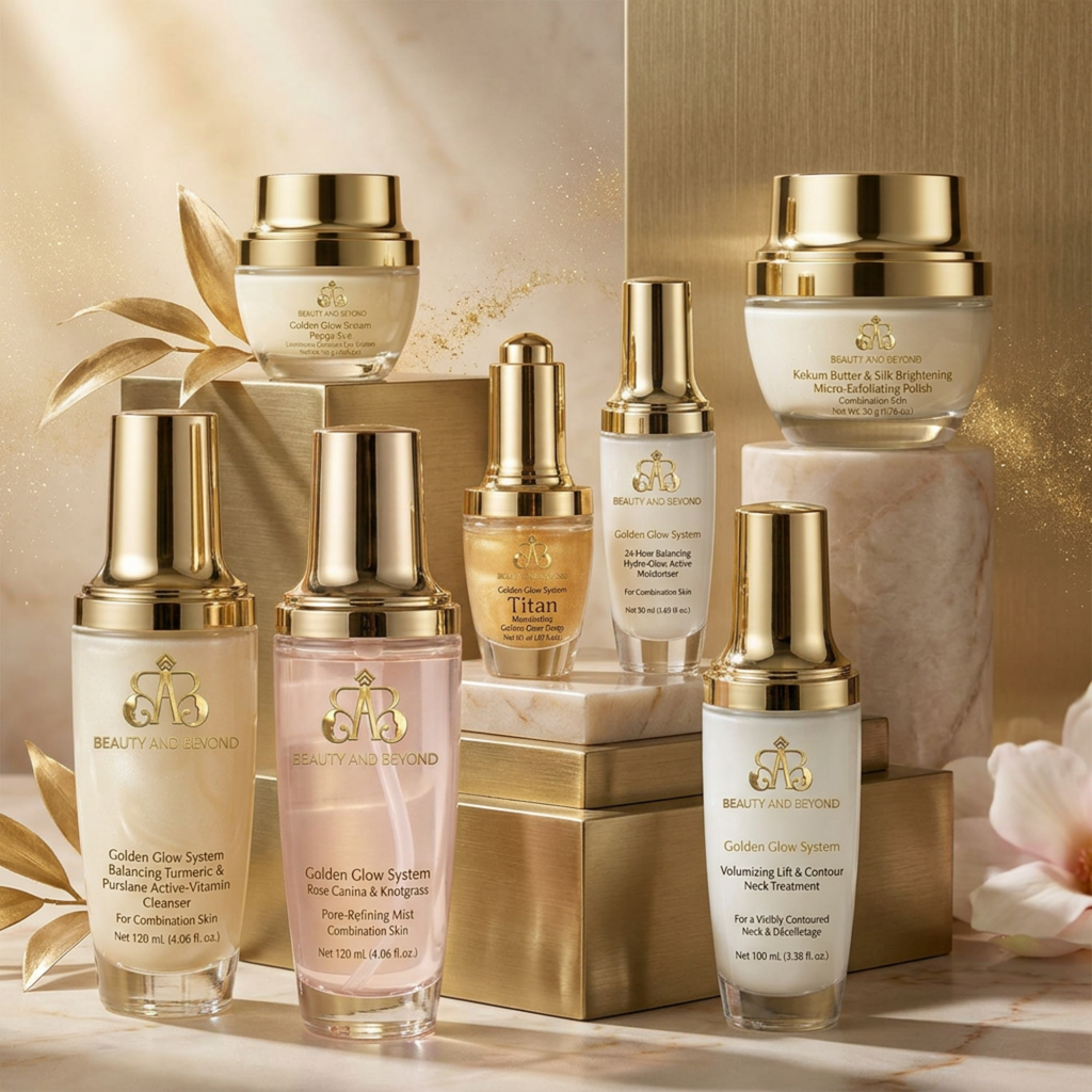 Golden Glow System | 7-Piece Facial Core System Complete Combination Skin Facial Ritual | Professional Grade for Combination Skin
