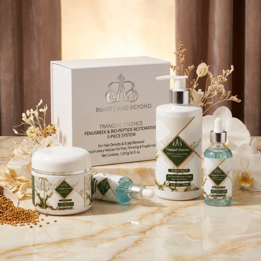 TRANQUIL ESSENCE Fenugreek & Bio-Peptide Restorative 5-Piece System for Hair Density & Scalp Renewal