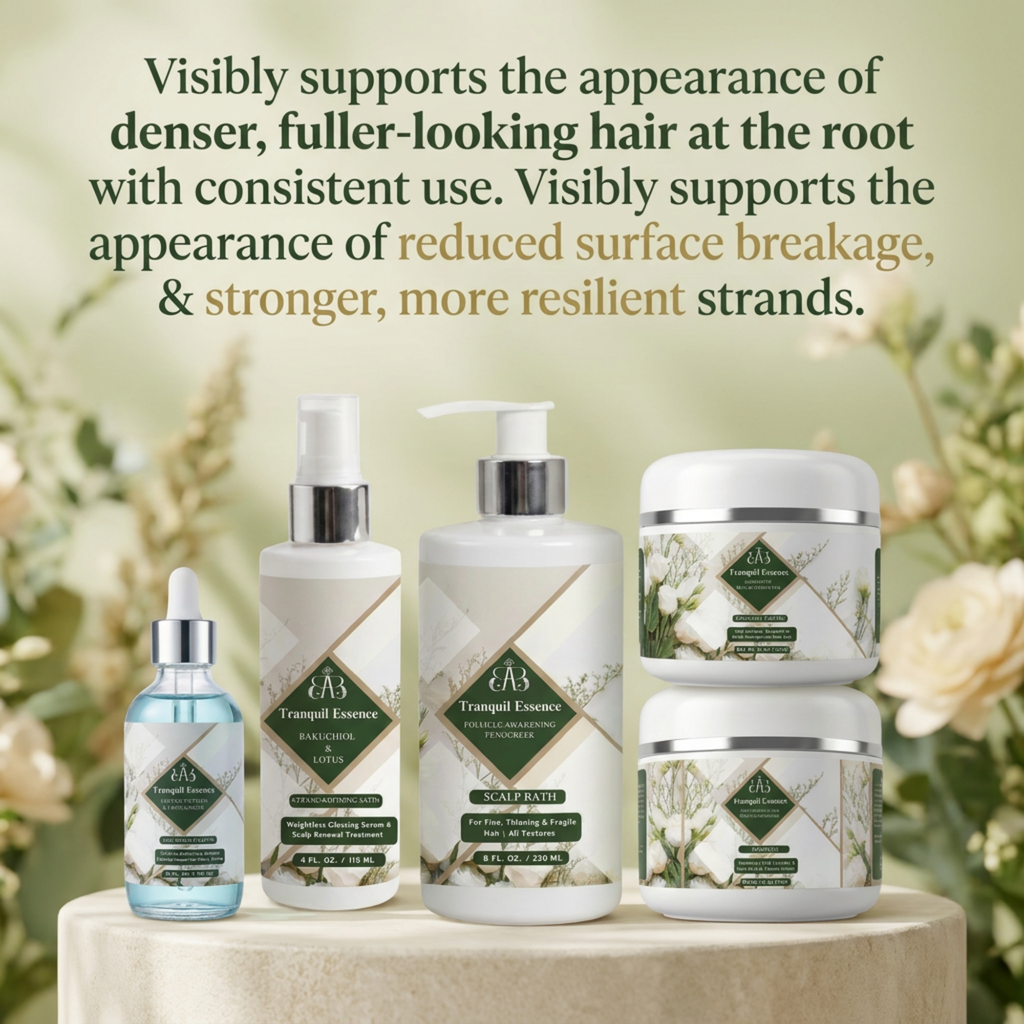TRANQUIL ESSENCE Fenugreek & Bio-Peptide Restorative 5-Piece System for Hair Density & Scalp Renewal