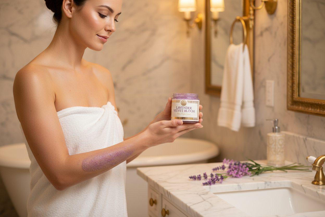 Lavender Velvet Bloom Body Sugar Scrub — lifestyle shot