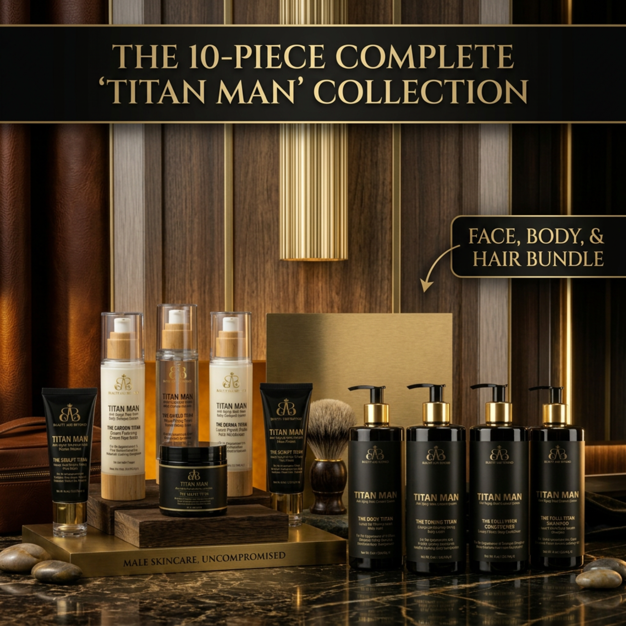 TITAN MAN Anti-Aging Male Total Body Skincare System — Complete 10-Piece Master System