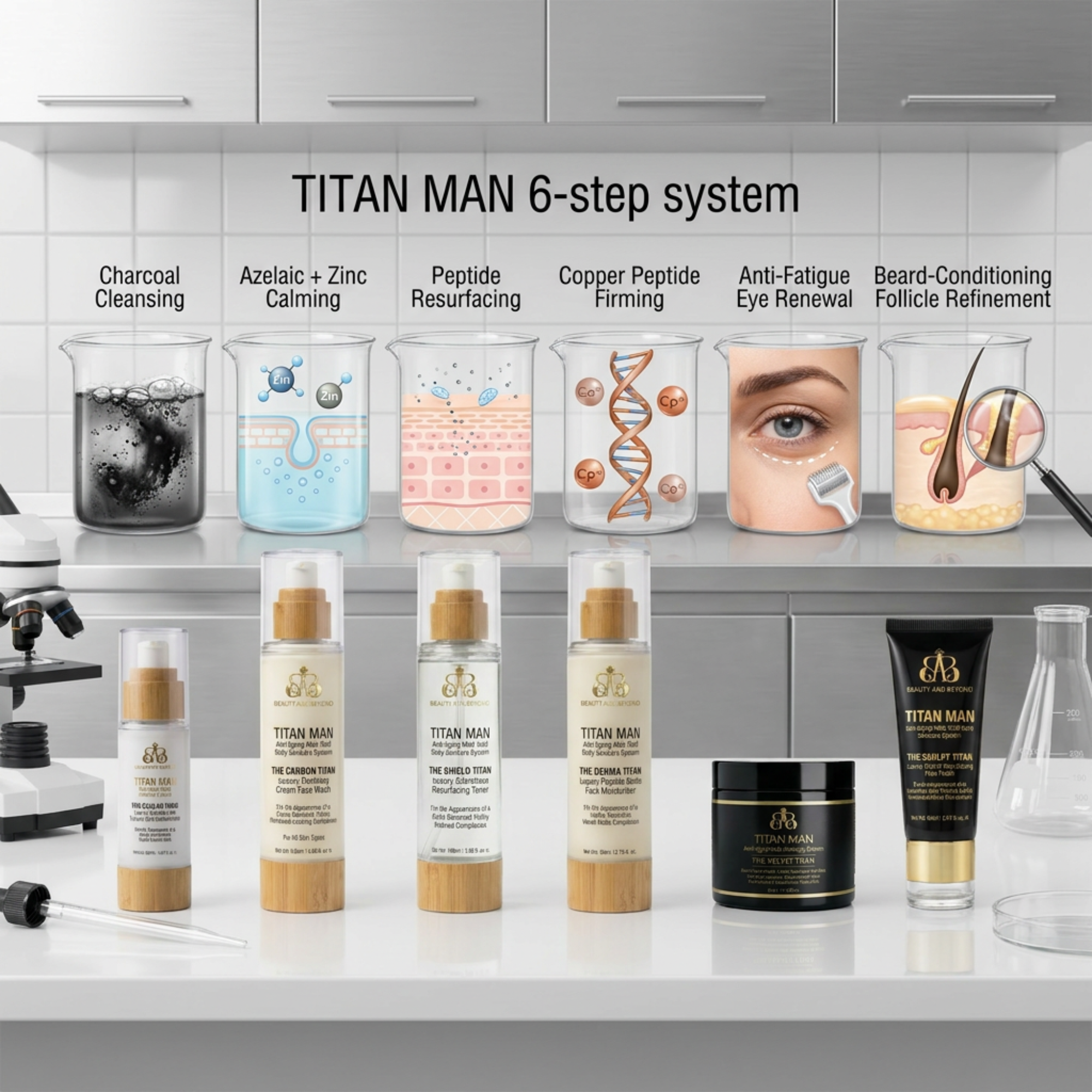 TITAN MAN Anti-Aging Male Total Body Skincare System — 6-Piece Face Care Set