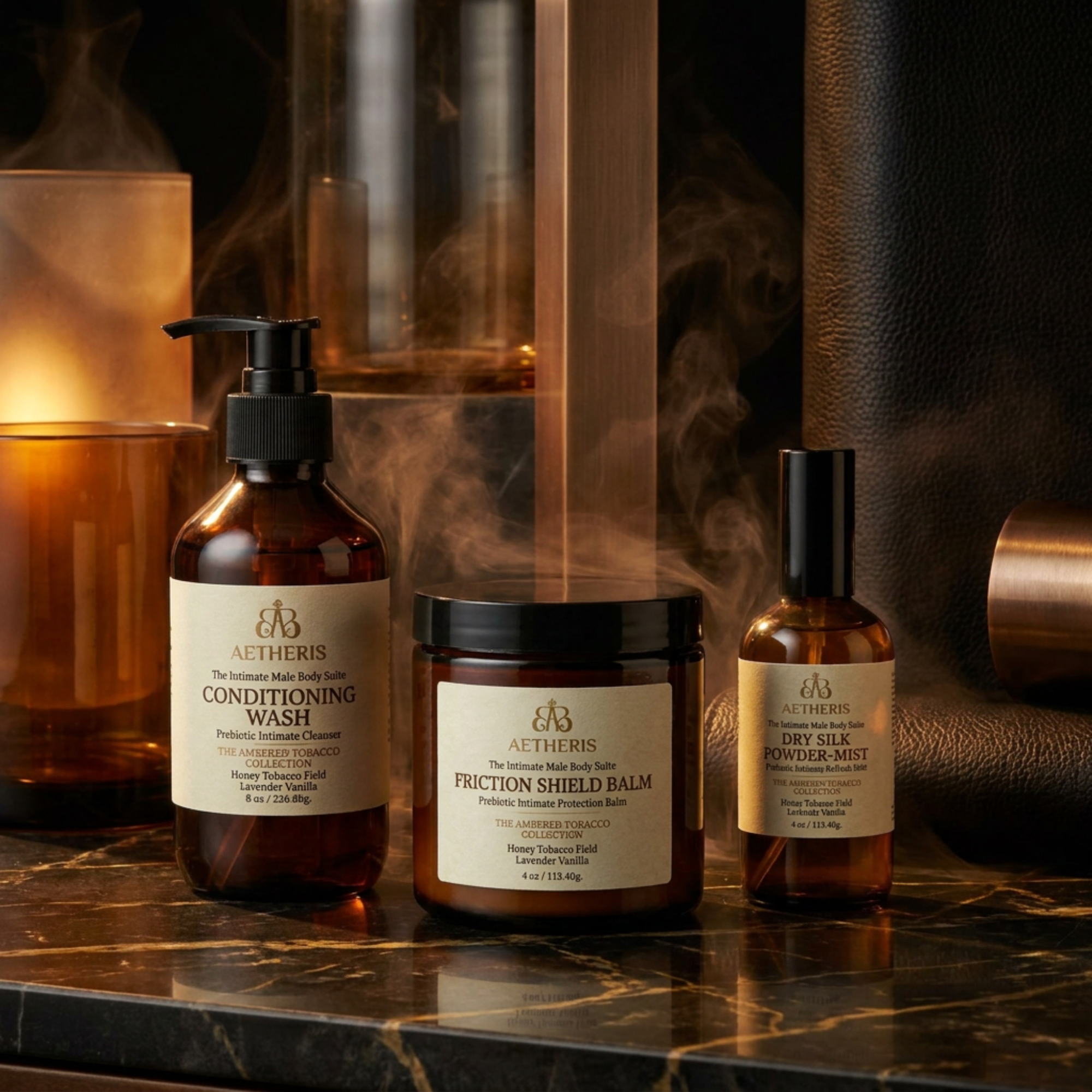 AETHERIS THE INTIMATE MALE BODY SUITE: THE AMBERED TOBACCO COLLECTION