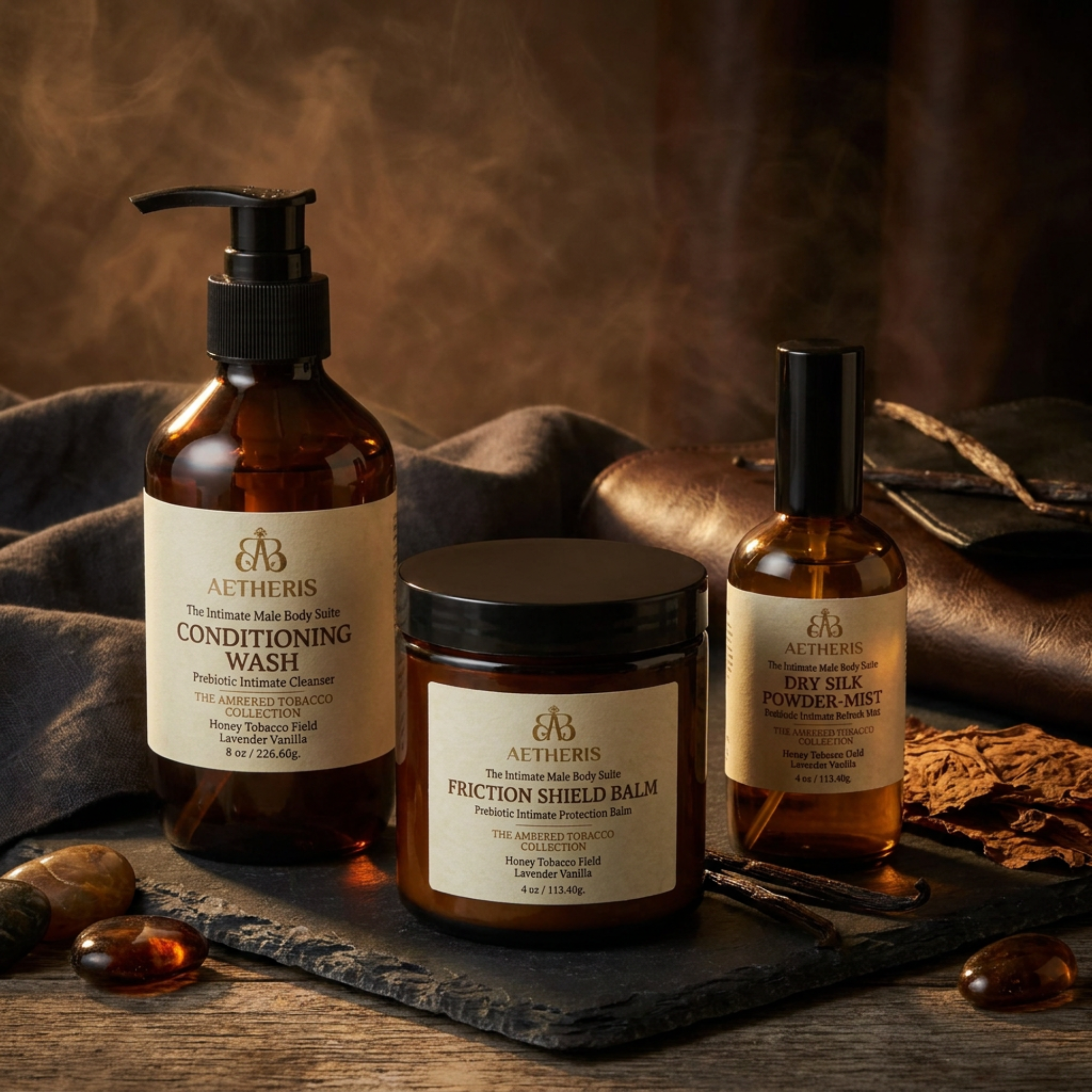 AETHERIS THE INTIMATE MALE BODY SUITE: THE AMBERED TOBACCO COLLECTION