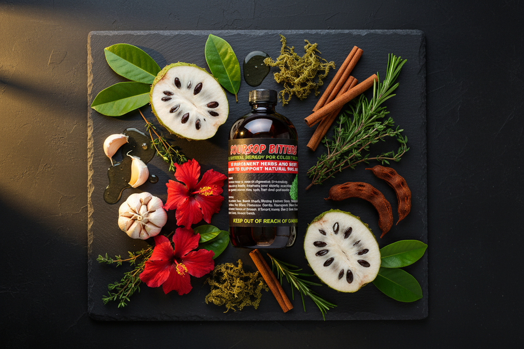 Soursop Bitters - Ingredient Flat Lay